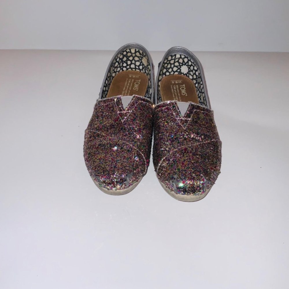 Toms 6.5 Bright Multi Glitter Sneakers